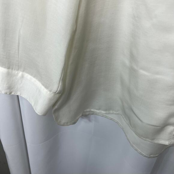 Chico's shirt blouse tunic top women's 12 semi sheer button down  up cream - Picture 5 of 16